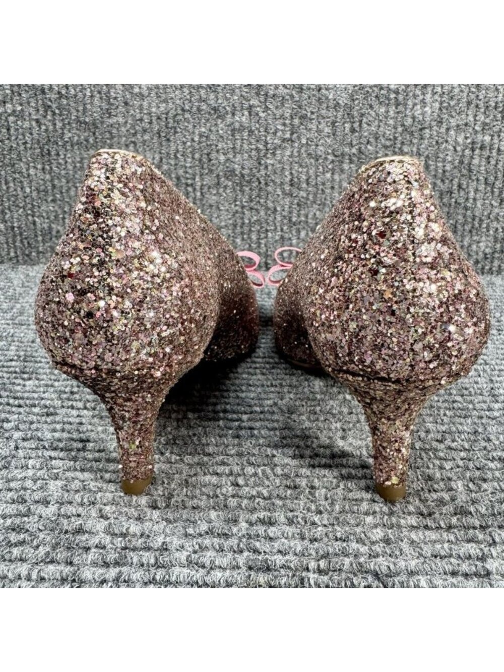 AK Anne Klein Akifa iFlex Heels Women’s 7.5 Pink Glitter Sparkle Bow Kitten Heel - Picture 5 of 13